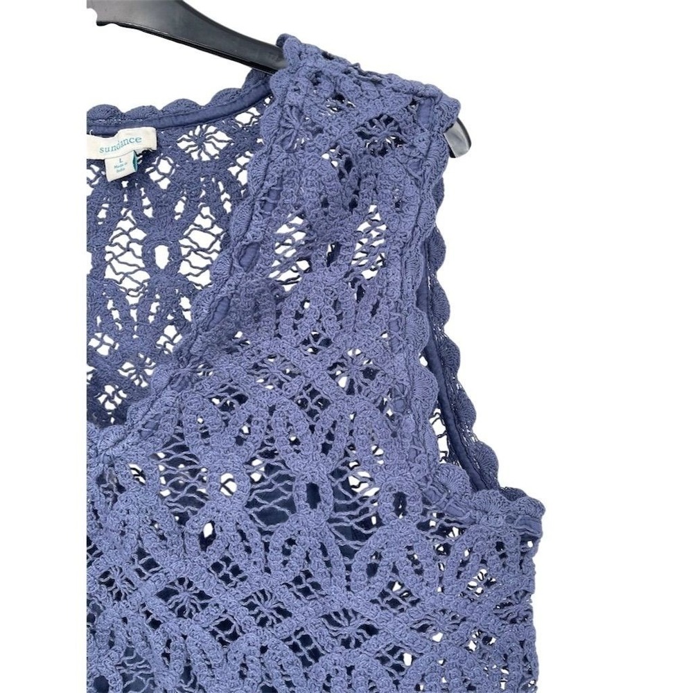 NWT Sundance Women's Blue Khloe Crochet Lace Sleeveless Top & Camisole Lined L - Picture 4 of 11